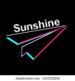 sunshine, banner or background with glitch or retro style.