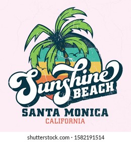 Sunshine Beach Santa Monica - Tee Design For Printing