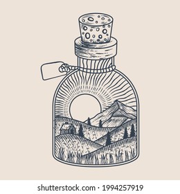 sunshine in a bottle vintage illustration. suitable for tshirt design.