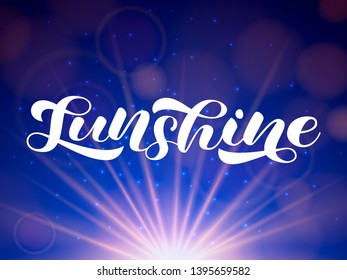 Sunshine brush lettering. Vector illustration for card or banner