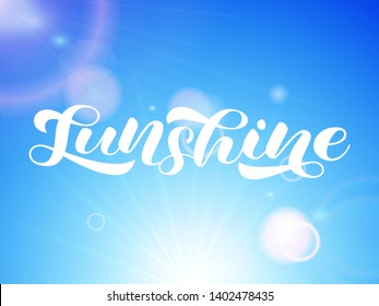 Sunshine brush lettering. Vector illustration for card or banner