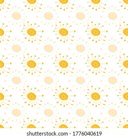Sunshine bursts overall Seamless pattern vector doodle style illustration repeat surface design