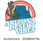 Sunshine with cactus arizona desert vector artwork for t shirt, sticker, poster and others.