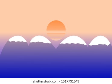 sunshine in cloud  blue mountain with white snow 