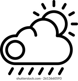 Sunshine and Clouds Line Vector Icon Design