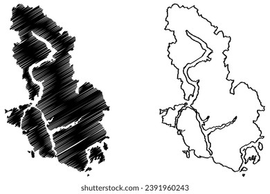 Sunshine Coast Regional District (Canada, British Columbia or BC Province, North America) map vector illustration, scribble sketch Sunshine Coast map