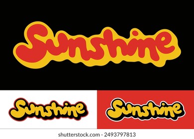 Sunshine colorful lettering vector typography with hand drawn style for concept and design of sticker, t-shirt, apparel, poster, card, printing, wallpaper