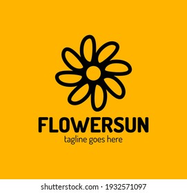 Sunshine creative symbol concept. Sunlight, solarium, sunblock cream, protection screen abstract business logo. Summer flower sunrise, sun rays icon