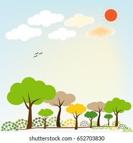 Sunshine day on natural background.vector illustration 
