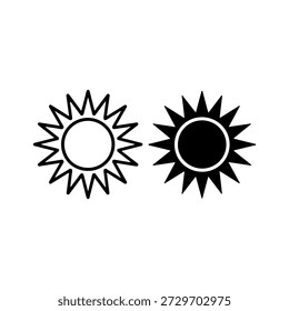 Sunshine and eclipse symbols in contrasting black and white illustration