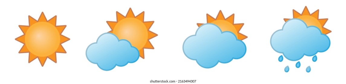 Sunshine emoji.Sunny symbol.Emoji sun icon.Sun cloud icon.Sun weather sign.Sun with clouds and rain	