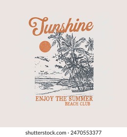 Sol disfruta de la tipografía de verano retro poster de playa