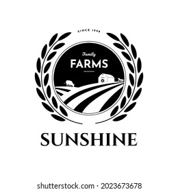 Sunshine family farm - logo design. Vector