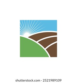 Sunshine Farm Field Logo Template Illustration Design