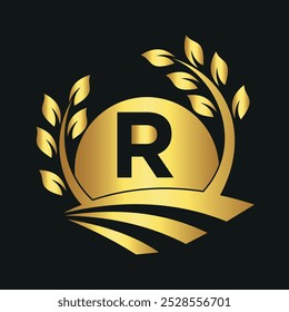 Sunshine Farm Logo combine with letter R vector template