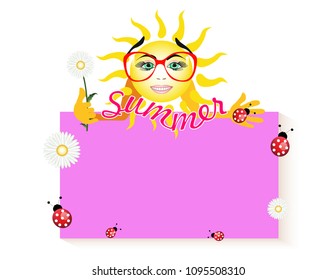 Sunshine fun sticker pink