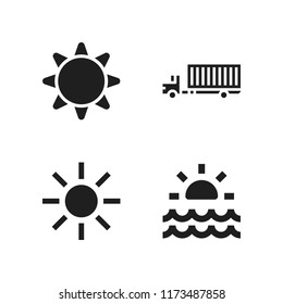 sunshine icon. 4 sunshine vector icons set. sunrise, sun and truck icons for web and design about sunshine theme