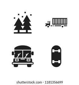 sunshine icon. 4 sunshine vector icons set. forest, skateboard and school bus icons for web and design about sunshine theme
