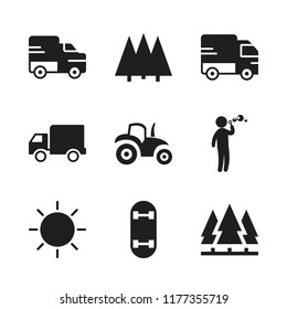 sunshine icon. 9 sunshine vector icons set. person playing making soap bubbles, lorry and skateboard icons for web and design about sunshine theme