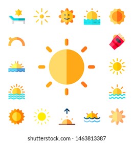 sunshine icon set. 17 flat sunshine icons.  Simple modern icons about  - sun, morning, sunset, karate, sunrise, brightness