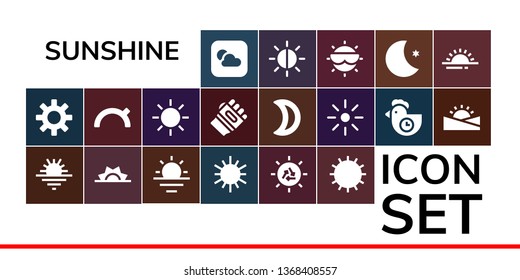 sunshine icon set. 19 filled sunshine icons.  Collection Of - Weather, Sun, Sunset, Sunrise, Evening, Karate, Moon, Brightness, Morning