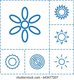 Sunshine icon. set of 6 sunshine outline icons such as sun