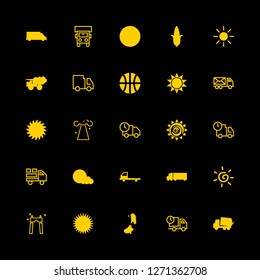 sunshine icon set about skateboard, ball, sun and heaven vector set