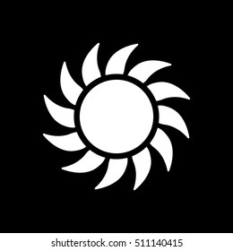 The sunshine icon. Sunrise and sunshine, weather, sun symbol. UI. Web. Logo. Sign. Flat design. App. Stock vector