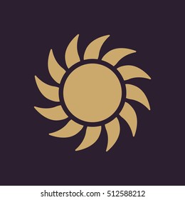 The sunshine icon. Sunrise and sunshine, weather, sun symbol. UI. Web. Logo. Sign. Flat design. App. Stock vector