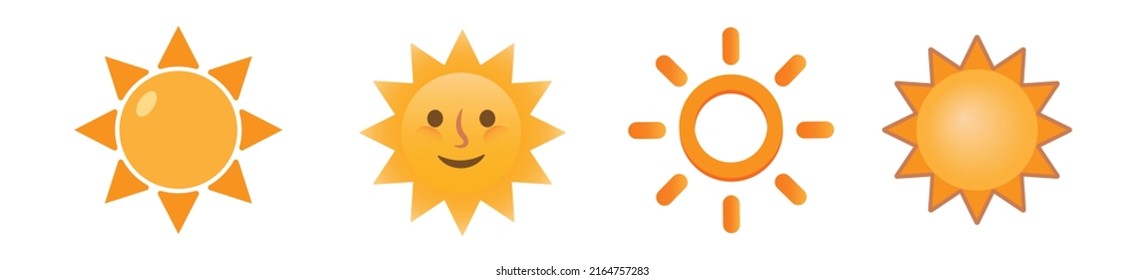 Sunshine icon.Sun symbol. Weather sign.Light with clouds and rain.Warm and hot.