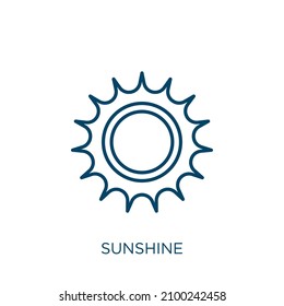 Sunshine Icon. Thin Linear Sunshine Outline Icon Isolated On White Background. Line Vector Sunshine Sign, Symbol For Web And Mobile