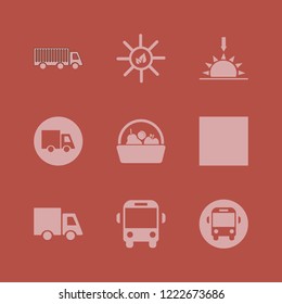sunshine icon. sunshine vector icons set truck, sun leaves, sunset and sun