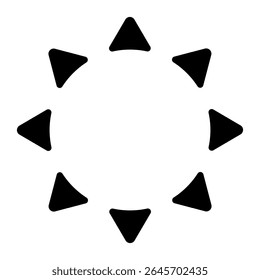 Vetor ícone de luz do sol. Raios do sinal de ilustração do sol. Símbolo da coroa solar. Ícone da Web da Sun. Brilhar design de símbolo para web e app.