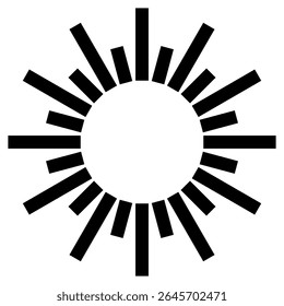 Vetor ícone de luz do sol. Raios do sinal de ilustração do sol. Símbolo da coroa solar. Ícone da Web da Sun. Brilhar design de símbolo para web e app.