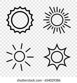 Sunshine icons set. set of 4 sunshine outline icons such as