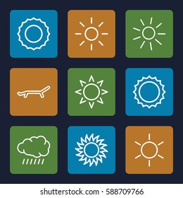 sunshine icons set. Set of 9 sunshine outline icons such as 