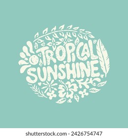 sunshine illustration tropical graphic summer design plant badge typography vintage beach