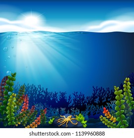 Sunshine into the deep ocean illustration