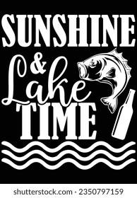 Sunshine and lake time vector art design, eps file. design file for t-shirt. SVG, EPS cuttable design file