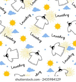 Sonnenschein und Wäsche Doodles Vektor Nahtlose Muster können für Hintergrund und Bekleidung Design verwendet werden