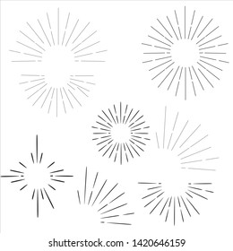 sunshine line art different style  for logo design firework 