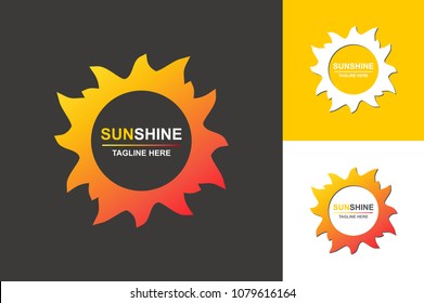 sunshine logo set for eco company, summer emblem, travel firm, natural energy symbol, logotype, tag, stamp, t shirt, banner. Sun icon. vector illustration10 eps