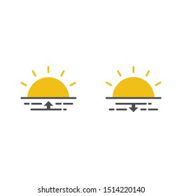 Sunshine logo sunrise and sunset. Vector graphic illustration