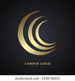 A sunshine Luxury circle Logo concepts on dark background, an elegant company Logo design, vector illustration