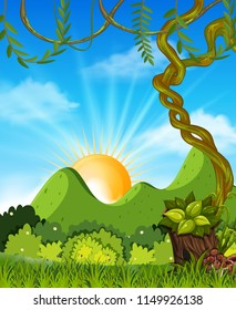 A sunshine at mountain illustration
