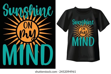 Sol en mi mente Camiseta, verano Tipografía Camiseta Diseño