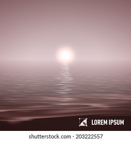 Sunshine over calm water surface, tinted image , split view