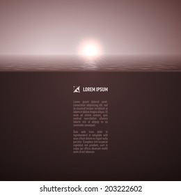 Sunshine over calm water surface, toned image, retro feel