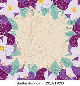 Sunshine Pansies Floral Vector Frame Background