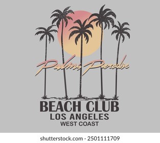 Sunshine paradise graphic print design. Enjoy beach life. Summer vibes artwork. Palm beach club design.